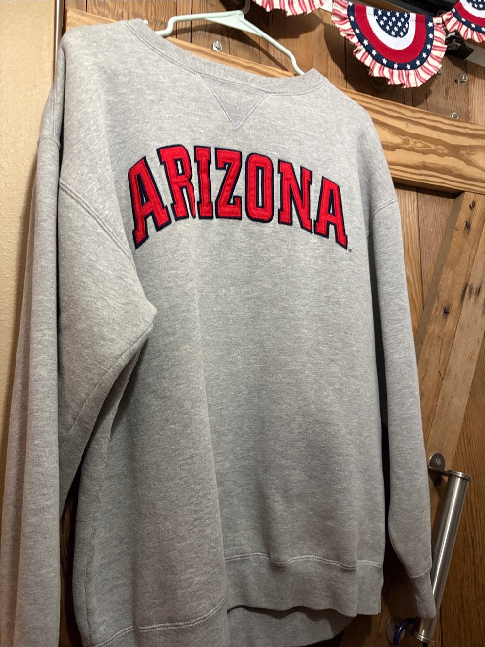 Arizona Jean Company Gray Crewneck Sweatshirt with Red Applique